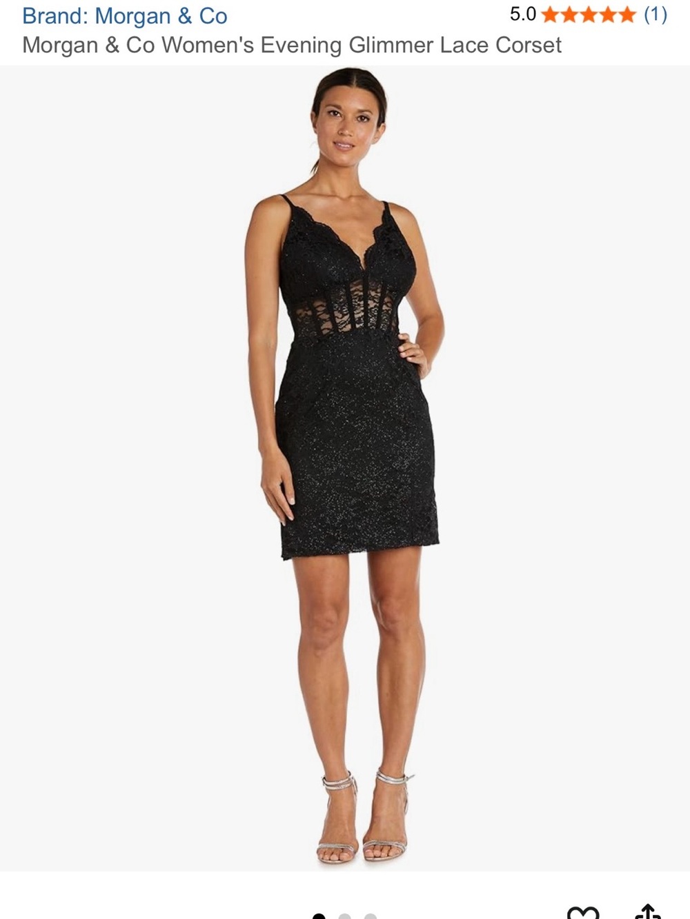 Morgan & Co. Black Lace Corset Mini Dress with Sheer Panels